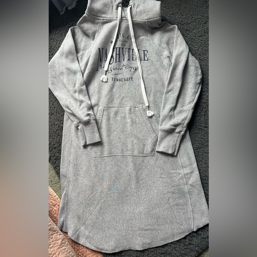 Nashville Gray Hooded Sweatshirt Dress, Medium